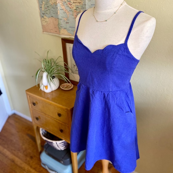UO Scalloped Cut Back Mini Dress by Cope - Picture 2 of 8